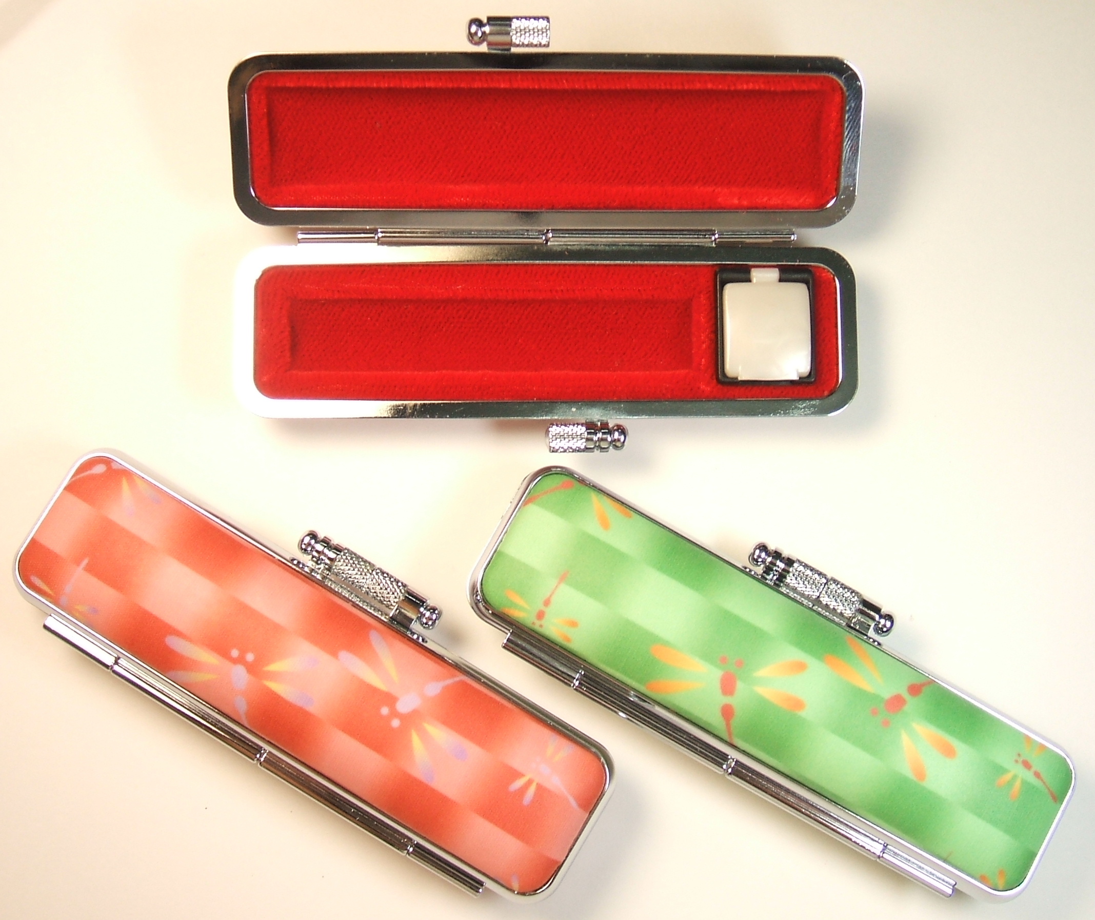 きれいなちりめん柄印鑑ケース【とんぼ】13.5・15ミリ丸用