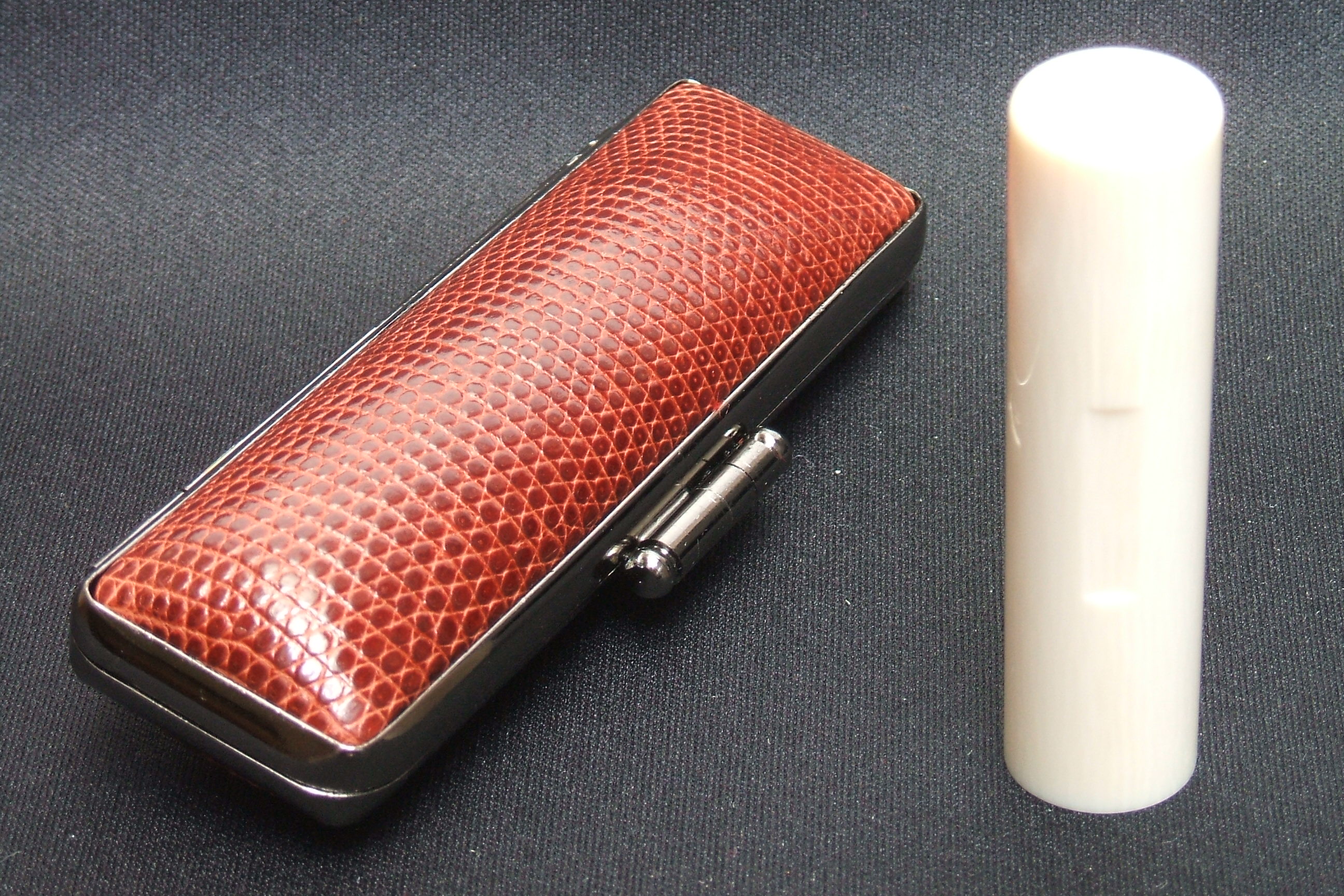 象牙実印・本トカゲケース付き　１５ミリ丸　送料無料！