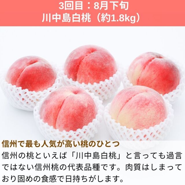 送料無料】小布施町の3種の桃の食べ比べ定期便(約1.5kg×3回)