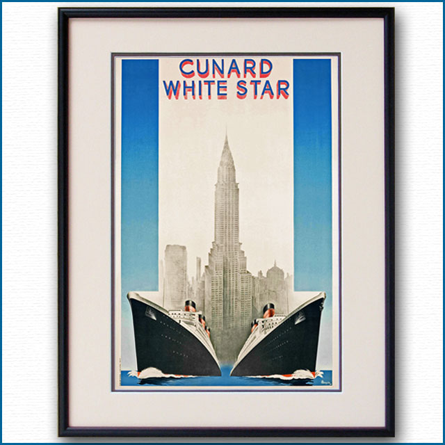 1939年 キュナードホワイトスターラインのポスター 2033LL黒