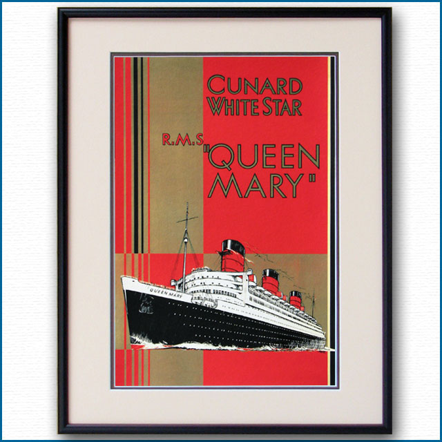 1936年 客船クイーンメリーのポスター 2043LL黒