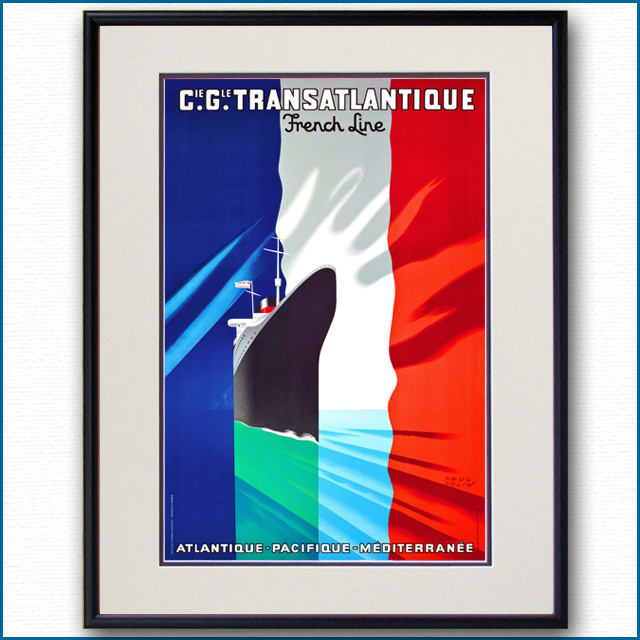 1937年 客船ノルマンディーのポスター 2075LL黒