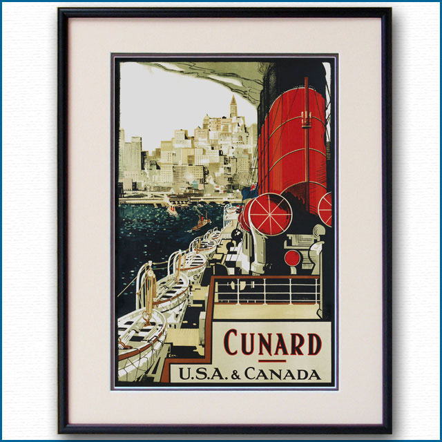 1925年 フランク・ヘンリー・メイソン キュナードラインのポスター 2282LL黒