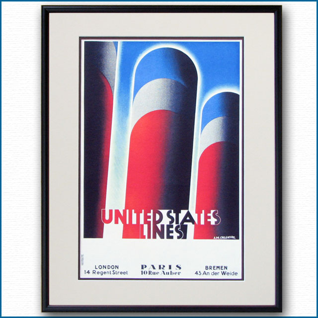 1928年 カッサンドル客船ポスター 2393LL黒