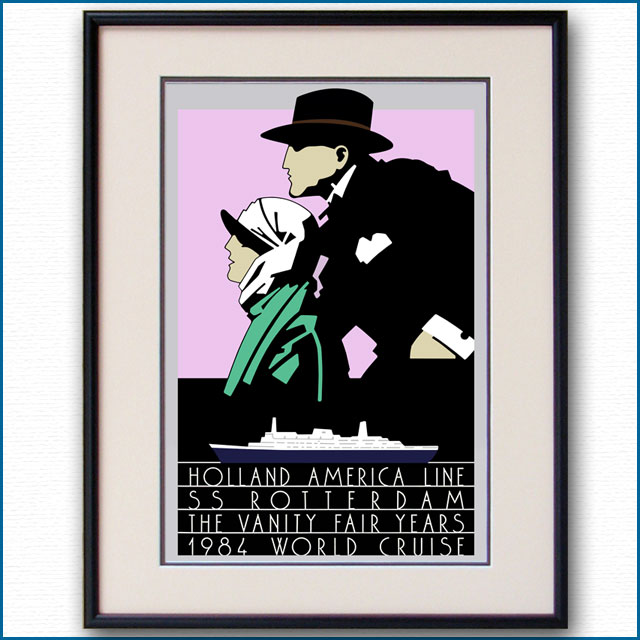1984年 客船ロッテルダム ヴァニティフェアワールドクルーズのポスター 2458LL黒