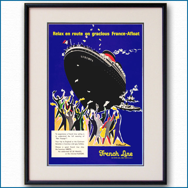 1956年 ヴィユモ 客船リベルテのポスター 2583LL 黒