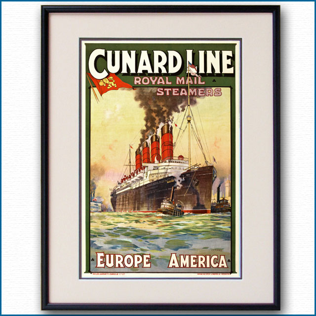 1912年　キュナード・客船モーレタニアのポスター　2585LL黒