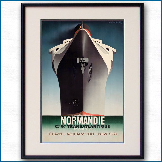 1935年 客船ノルマンディーのポスター コピー無し版 2592LL黒