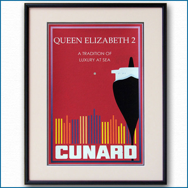 1993年 客船クイーンエリザベス2のポスター 2608LL黒