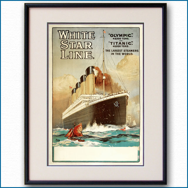 1912年 客船オリンピック・タイタニックのポスター 2610LL黒