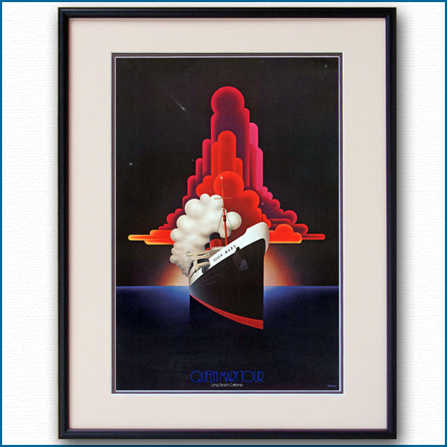 1970年代 客船クイーンメリーのポスター 2620LL黒