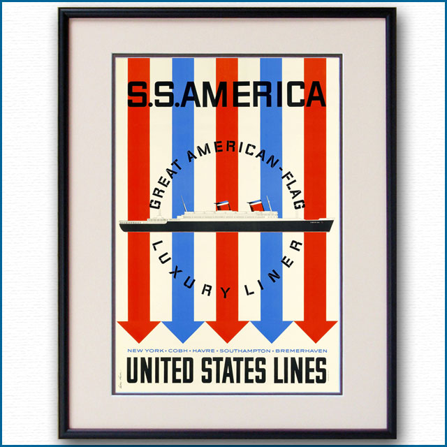 1952年 客船アメリカのポスター 2756LL黒