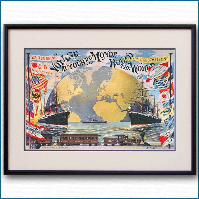 1890年 フレンチライン・MMフランス郵船のポスター 2780LL黒