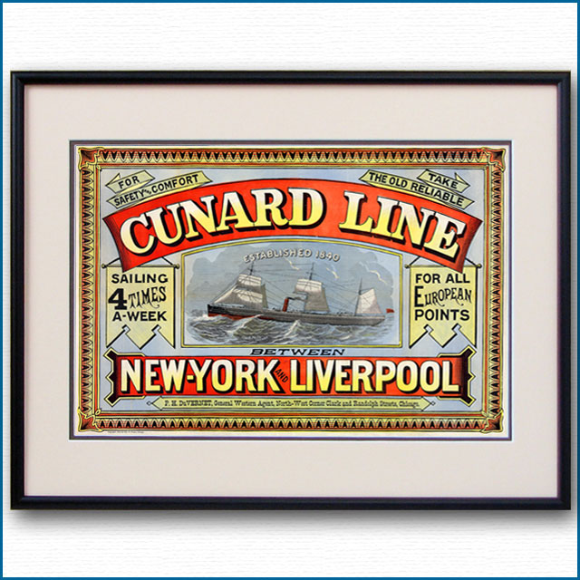 1875年 キュナードラインのポスター 2952LL黒