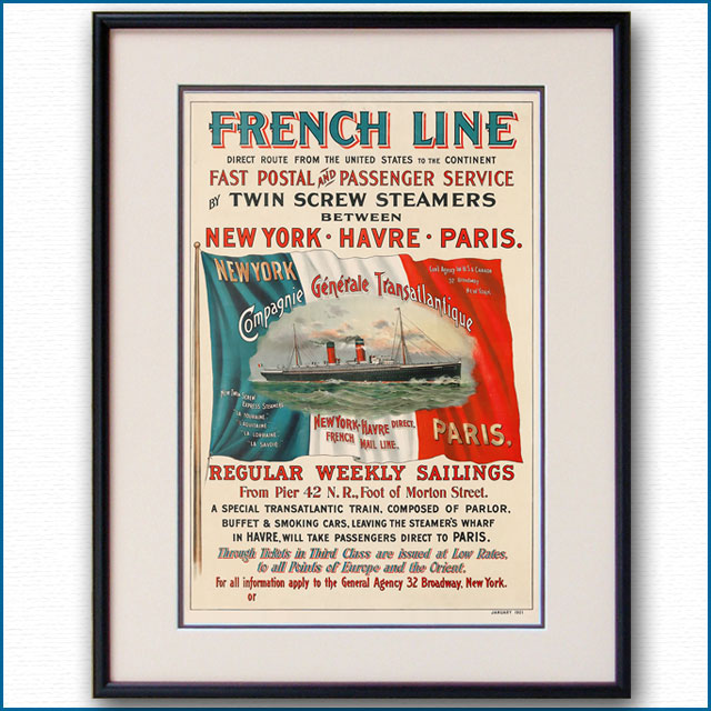 1901年 フレンチラインのポスター 3034LL黒