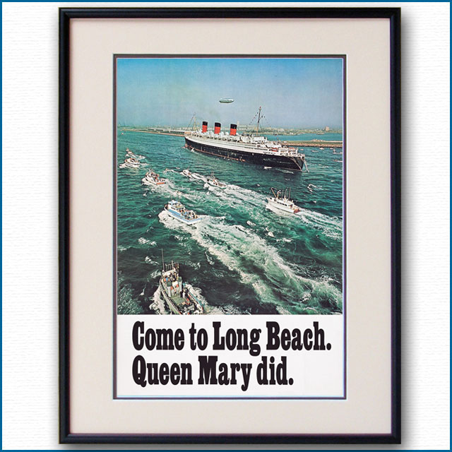 1970年 客船クイーンメリーのポスター 3045LL黒