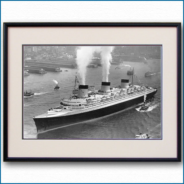 1935年 客船ノルマンディー・ニューヨーク初入港ハドソン川の写真 3233LL黒