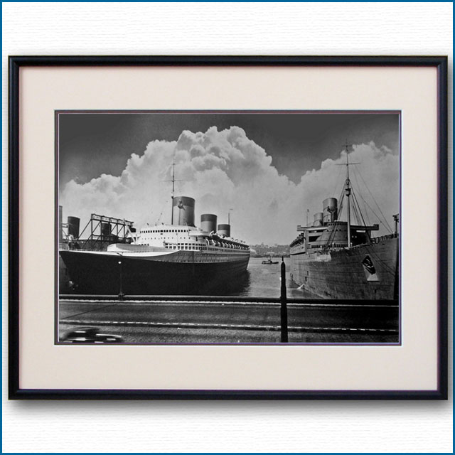 1939年 客船ノルマンディーとクイーンメリーの写真 3235LL黒
