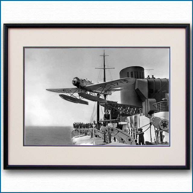 1931年 客船ブレーメン・ハインケル発艦の写真 3240LL黒