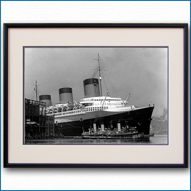 1935年 客船ノルマンディー・ニューヨーク入港 88番埠頭の写真 3251LL黒