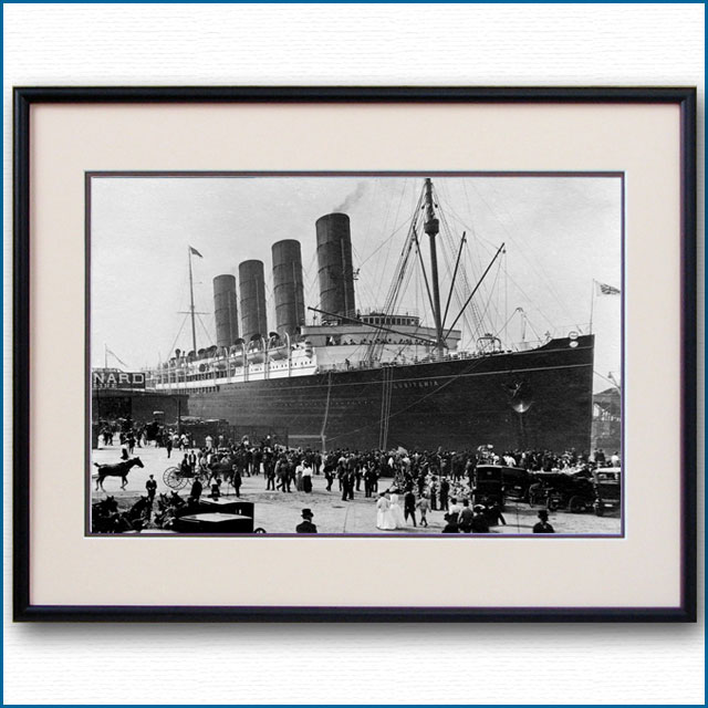 1907年 客船ルシタニア・ニューヨーク初停泊の写真 3252LL黒