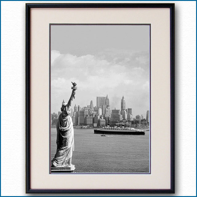 1930年代 自由の女神とクイーンメリーの写真 3324LL黒