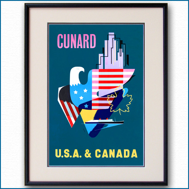 1955年 パット・ネビン キュナードのポスター 3389LL黒