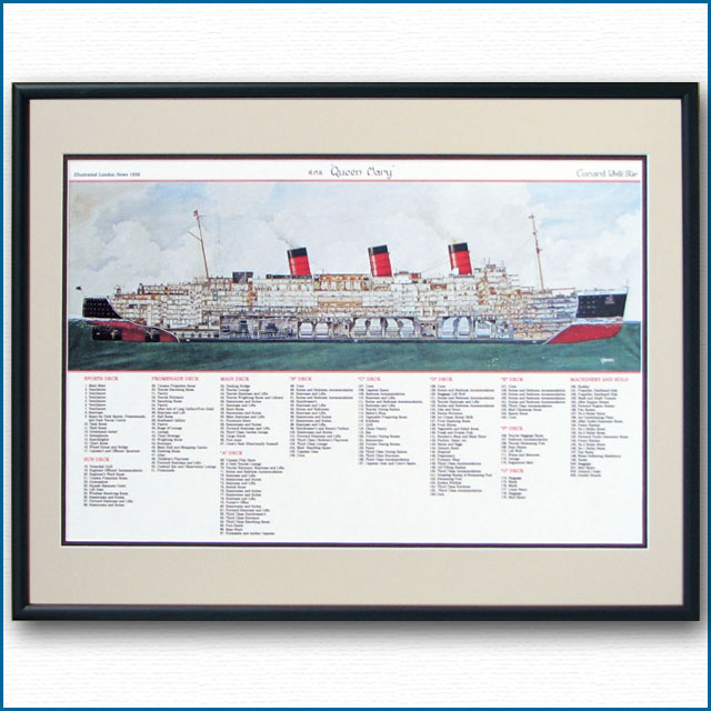 1936 客船クイーンメリーのカッタウェイ断面図 【Maritime Gallery