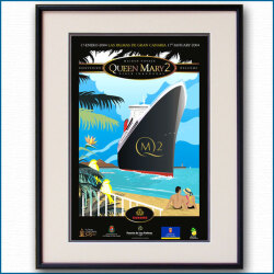 2004年 クイーンメリー2 処女航海のポスター 2004LL黒