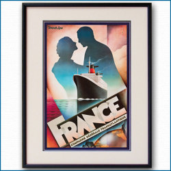 1979年 ジョン・マットス 客船フランスのポスター 2022LL黒