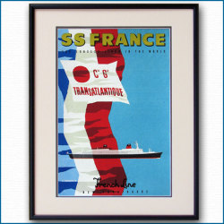 1961年 客船フランスのポスター 2025LL黒