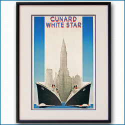 1939年 キュナードホワイトスターラインのポスター 2033LL黒