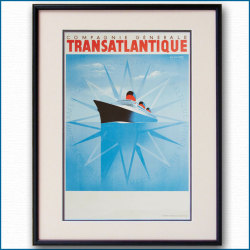 1937年 J・オヴィニュ 客船ノルマンディーのポスター 2073LL黒