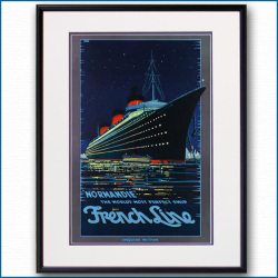 1939年 客船ノルマンディーのポスター 2076LL黒