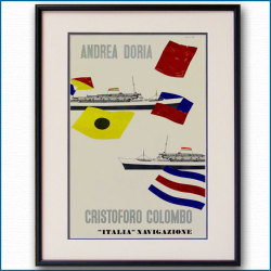 1957年 エンリコ・チウチ 客船アンドレア・ドリアのポスター 2093LL黒