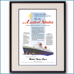 1952年 客船ユナイテッドステーツ・処女航海雑誌広告 2098LL黒