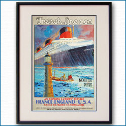 1936年 モンタギュー・B・ブラック 客船ノルマンディーのポスター 2396LL黒