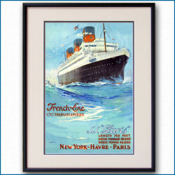 1925年 アルバート・セビル フレンチライン・客船パリのポスター 2404LL黒