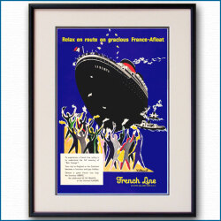 1956年 ヴィユモ 客船リベルテのポスター 2583LL 黒