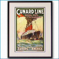 1912年　キュナード・客船モーレタニアのポスター　2585LL黒