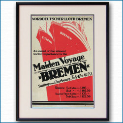 1929年 客船ブレーメンのポスター 2600LL黒
