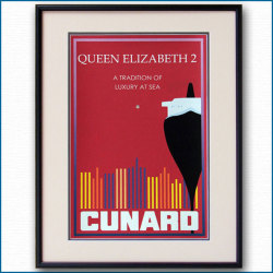 1993年 客船クイーンエリザベス2のポスター 2608LL黒