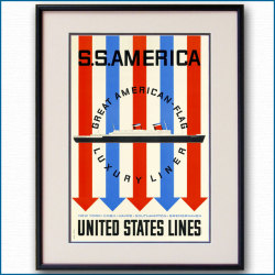 1952年 客船アメリカのポスター 2756LL黒