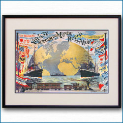 1890年 フレンチライン・MMフランス郵船のポスター 2780LL黒