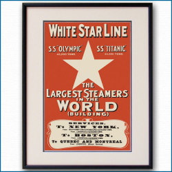 1910年 ホワイトスターライン客船オリンピックとタイタニックのポスター 2953LL黒