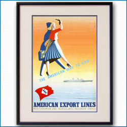 1955年 アルダ・サッシ アメリカン・エクスポート・ラインのポスター 3035LL黒