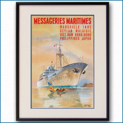 1958年 MMフランス郵船 客船ヴェトナム級のポスター 3041LL黒