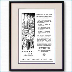 1927年 客船モーレタニアの雑誌広告 3182LL黒
