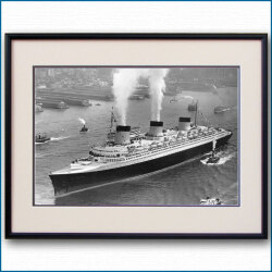 1935年 客船ノルマンディー・ニューヨーク初入港ハドソン川の写真 3233LL黒