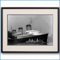 1935年 客船ノルマンディー・ニューヨーク入港 88番埠頭の写真 3251LL黒